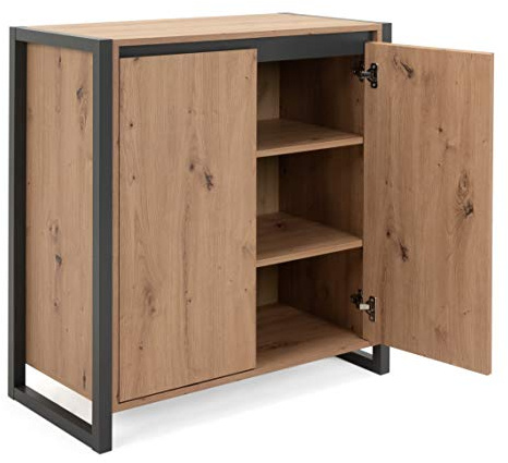 DEINE TANTE EMMA 002899 Denver 1 Artisan Eiche Nb. / anthrazit grau Kommode Sideboard Beistellkommode Stauraumkommode Schuhkommode ca. 80 x 88 x 40 cm