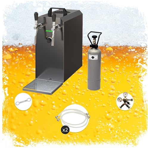 Kit Complet – Système de Distribution Stream 50 – Valise à bière, collecteur de bière, Refroidisseur de débit 2 conducteurs, Refroidisseur Sec jusqu'à 55 l/h, tête: 1-Adaptateur de 5 litres, 2-Type S