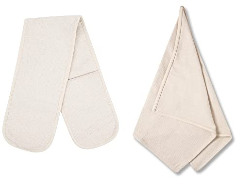1 x Natural Double Oven Glove and 1 x Oven Cloth 100% Cotton