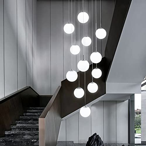 H.W.S Pendellampa modern trapphus kula hängande lampa matbord G9 pendellampa höjd justerbar ljuskrona trappa lampa vardagsrum ljuskrona (9 lampor) (12 lampor)