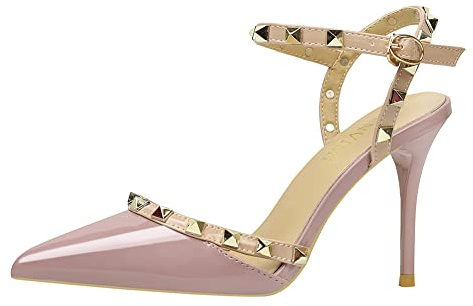 Rojeam Damsandaler höga klackar med stilettklack sandaler stilett, ROSA, 38 EU