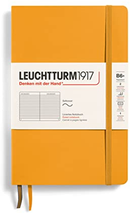 LEUCHTTURM1917 365641 Notizbuch Paperback (B6+), Softcover, 123 nummerierte Seiten, Rising Sun, Liniert | 125x190 mm, 123 nummerierte Seiten, säurefrei, Falttasche, Inhaltsverzeichnis