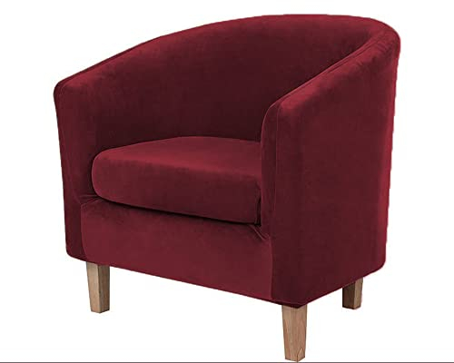 YOPOIY verdicken Sesselhusse Taillierter Stretch Sesselbezug Erstklassige Volltonfarbe Cocktailsessel bezug mit elastischer Unterseite maschinenwaschbar -rot-