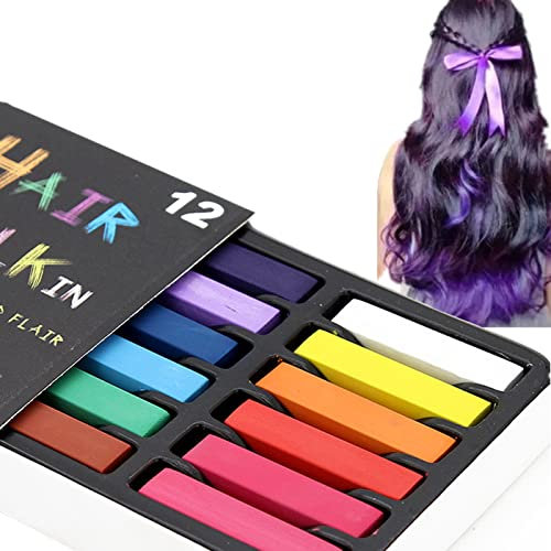 CHSEEO 12 colori gessetti per capelli lavabili, atossici, adatti per cosplay e feste, Halloween e mascherate, semplici e facili da usare e pulire