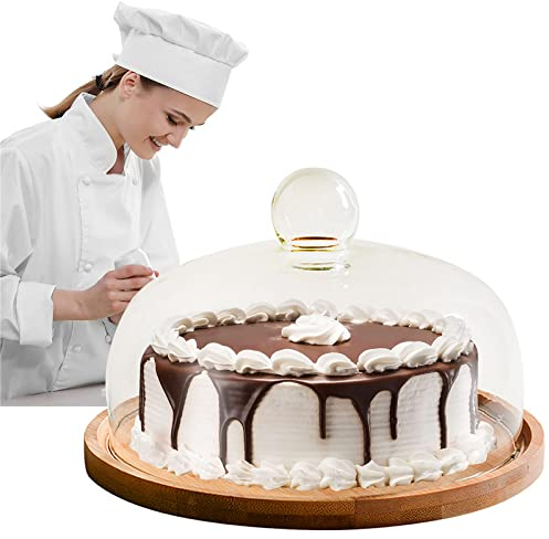 OLAMASA Kuchen Glasglocke Tortenständer Multifunktional mit Fuß Glas Käseglocke Serviertablett Deko Glasglocke Kuchenteller Kuchenplatte Kuchenglocke Glas (15cm/5.9in)