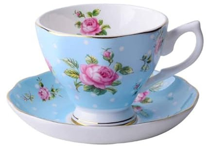 YUNKOU Set di Tazze da Caffè e Tè Pomeridiano Inglese - 170 ml Tazze Nere con Piattino