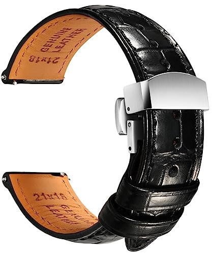 REZERO Cinturini Orologi in Pelle per Uomo, Cinturino Rapido in Pelle, Cinghie di Lusso per Orologi con Motivo Alligatore Goffrato, Fasce per Orologio, Bracciale per Orologio 19mm 20mm 21mm 25mm