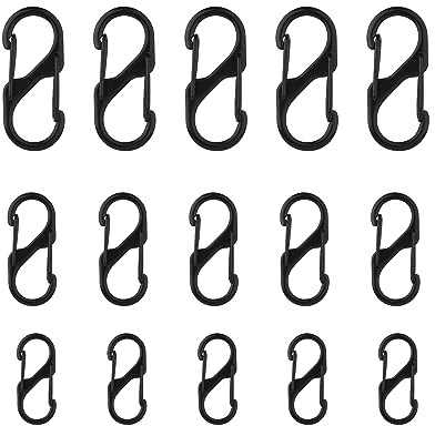 15pcs Clips de Fermeture Éclair Antivol en Forme de S, Mousqueton Double S Verrouillage Mousqueton Clips de Fermeture Éclair pour Sac à Dos pour Maison Clés Activités de Plein Air (3 Tailles)