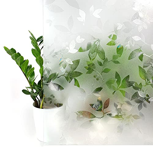 Fensterfolie statisch 90x100 cm | Sichtschutzfolie Fenster Milchglasfolie statisch haftend | Folie Fenster für Bad und Büro - Tageslicht genießen, Sichtschutz erhalten | Blatt 3D