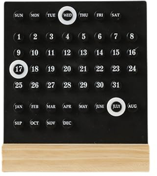 DIY Schreibtisch Kalender Umweltfreundliche Ornament Holz Jahr 2024 jährlich Personalisierte Geschenkidee Wiederverwendbare Holzdekoration Handgemachte Desktop Dekor Foto Schwarz