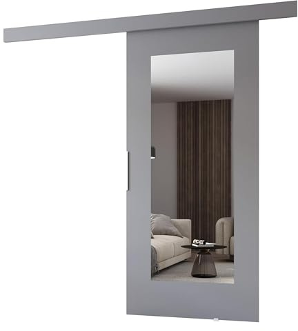 MINIO go for it - Schiebetür Komplettset CLEAN I Schiebetüren 76 cm Breit | Wandmontage, Schiebetürsystem, Zimmertüren - Grau Matt