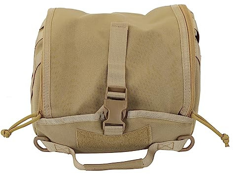 Derefine Camping-Helmtasche, Canvas-Aufbewahrungstasche mit Riemen für Schutzhelme, Kratzfeste Helm-Reisetasche, Militär-Tragetasche für Sportjagdschießen(Khaki)