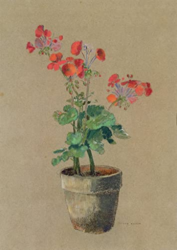 PSVDCTOO Vintage Leinwand Kunstdruck Bilder auf Leinwand Geranien im topf von odilon Redon für Home Dekoration60x90cm