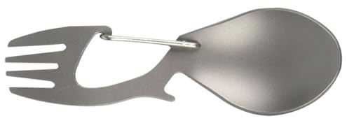 YARNOW Multifunktionales Titan Spork Campingbesteck mit Flaschen und Dosenöffner Korrosionsfrei Leicht für Reisen und Outdoor Abenteuer