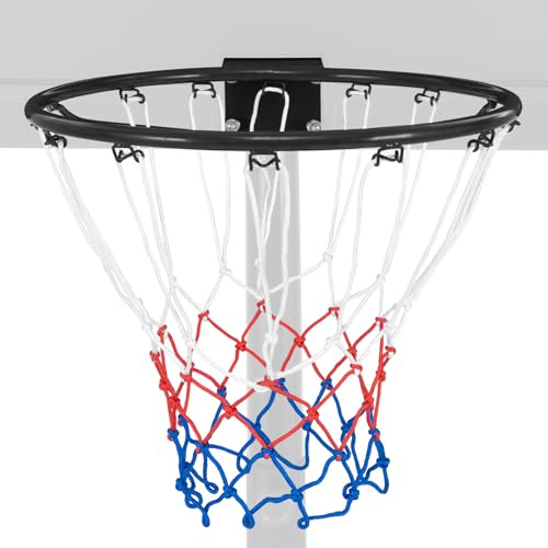 LIFEZEAL Aro de Baloncesto de Pared con Red Ø38,5/45 cm, Canasta de Baloncesto con Marco de Metal, aro de Baloncesto para Interior y Exterior (Negro, Ø 45 cm)