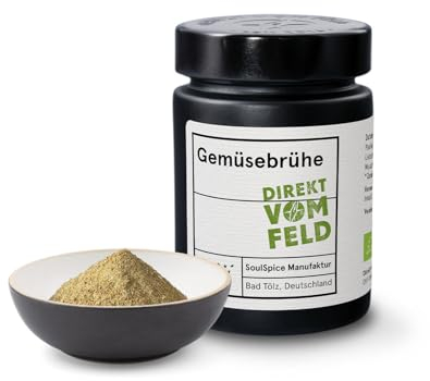 Direkt vom Feld® Gemüsebrühe | Dein natürlicher Geschmacksverstärker | BIO, gemahlen | 100g inkl. Aromaglas
