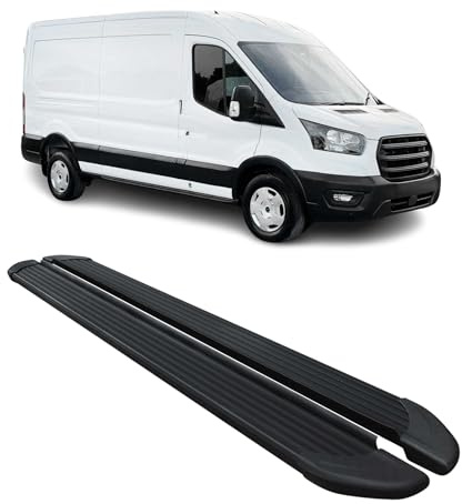 OMAC Trittbretter Seitenschweller kompatibel mit Ford Transit 2015-2026 L3 Aluminium Schwarz 2X