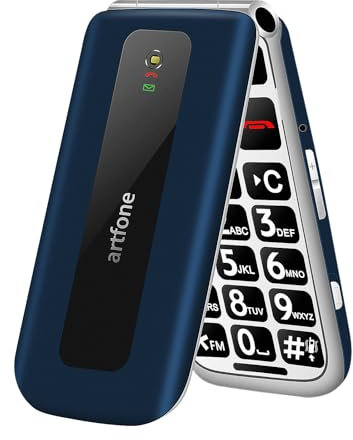 artfone F20 Telefono Cellulare per Anziani丨Flip Cellulare Anziani con Tasti Grandi丨SOS, Funzione MMS丨2.4 Display丨2G GSM, Supporto SIM Doppio丨Chiamata Rapida丨Radio FM丨Torcia丨1200mAh Batteria-Blu