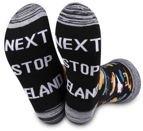 JXGZSO Iceland Trip Gift Next Stop Iceland Socks - Unisex, Medium, Black, Tube Socks - Cotton, Lightweight, Pull On, Regular Fit - 1 Pair