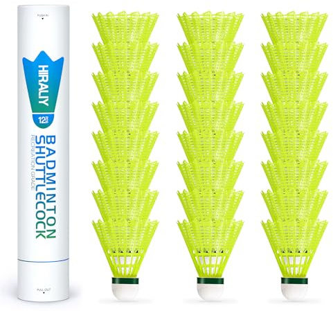 HIRALIY Badminton Birdies, Nylon Badminton Shuttlecocks with Stability Durability for Baseball Batting Practice Training, High Speed Birdie Balls for Backyards Indoor Outdoor Sports Activities (12)