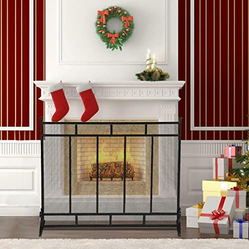 Fireplace Screen Guard, Fireplace Screens Iron Vertical Grid Decorative Fireplace Screen Place Fence Spark Guard Cover Fireplace Screen Flat Fireplace Screens Decorative