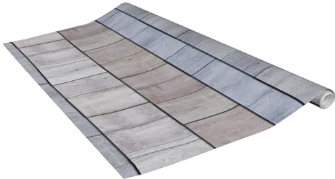 Vénilia Klebefolie Deco Premium, Hevea Holzschindel Beige-Grau, 90 cm x 2,6 m, selbstklebende Möbelfolie, Dekofolie, Küchenfolie, Tapete, PVC ohne Phthalate, Made in EU