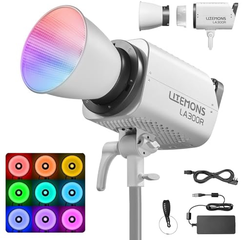 Godox LA300R RGB LED Video Light Luz de vídeo 330W 102000Lux@1M Studio Bright Luz Continua de Fotografía,1800K-10000K Bowens Mount LED Foco de Luz Continua para Videografía