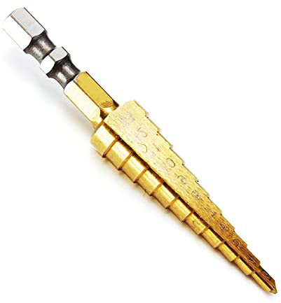BTYQKZVPM Stufenbohrer, 3–13 mm, HSS, titanbeschichtet, Mini-Tiefbohrer, Metallbohrwerkzeug, Holz, Metall, Lochschneider, Kegelbohrer