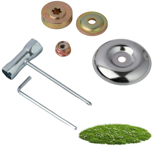 Kit de Fixation Universel pour Tondeuse à Gazon et Débroussailleuse, Ensemble de 6 Pièces avec Écrous, Lames, Rondelles et Clés, Accessoires en Métal pour Tête de Coupe, Compatible avec Modèles