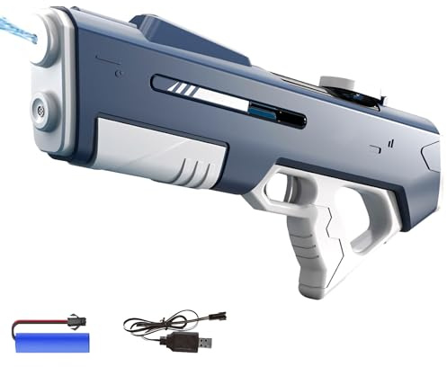 Elektrische Wasserpistole mit Automatischer Wasseraufnahme, Automatische Wasserspritzpistole für Erwachsene Kinder, 10-12M Reichweite Wasserpistole Sommerspielzeug für Sommer Pool Garten (Blau)