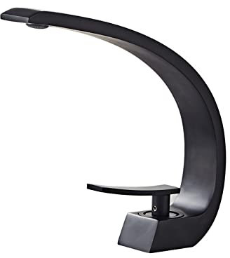 Copper Basin Taps Bathroom Faucet Gold Undercounter Washbasin Hot and Cold Household Single Hole Large Elbow FaucetBlack