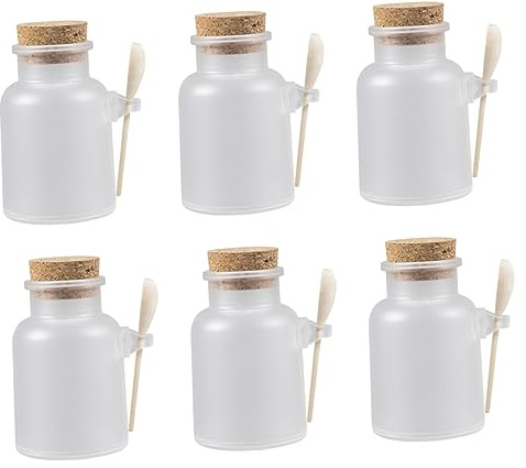 Mikinona 6sätze Badesalzhalter Verpackungsflasche Pulverglas Maskenpulverhalter Leere Flasche Mehrzweck-klarsichtbehälter Mit Löffel Für Zuckerbehälter Und Kosmetikbehälter Transparente Fla