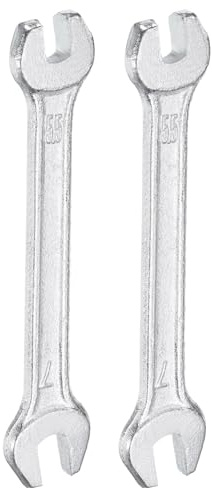 QUARKZMAN 2Pcs Clé à Fourche Double 5.5mm x 7mm Métrique Clé Plate à Angle Décalé 15 Degrés, Petite Clé Plate Galvanisée, pour Réparation Automobile, Assemblage de Meubles
