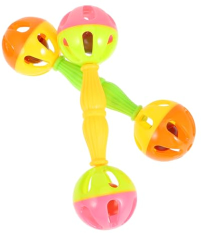 CHICAMPERA 2pc Sand Hammer for Parrots, Educational Double-headed Plastic Handbell Shaker, Interactive Music Instrument for Bird Training and Play Random Style