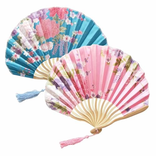 AOOTUERL Folding Hand Fan, Chinese Handheld Fan for Wedding, With a Tassel Grade A Bamboo Ribs, for Women Girls Summer Party Event Favour Birthday Wedding Souvenir Gift Dancing Cosplay
