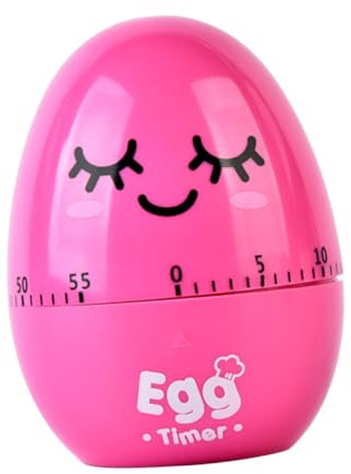 LIFKOME 1 PC Egg Shape Mechanical Kitchen Timer Manual Countdown Reminder for Cooking Baking and Classroom Activities Plastic Material Compact Timer Rosy Colour