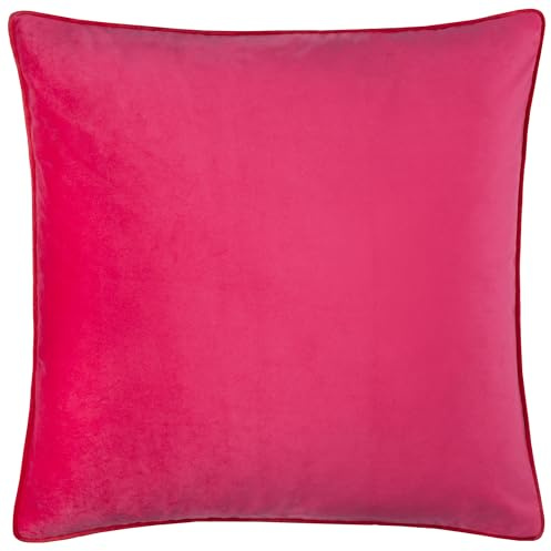 furn. Fodera per cuscino Meridian – Fodera decorativa di lusso in velluto con bordino a contrasto (Rosa/Rosso - 55x55cm)