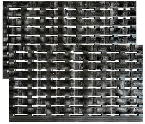 LSC LATTICE Rubber Door Mat Heavy Duty Non Slip Large Entrance Front Door Mat for Indoor & Outdoor Use Dirt Scraper Garden & Playground Matting (43 x 75 cm) (PACK OF 2)