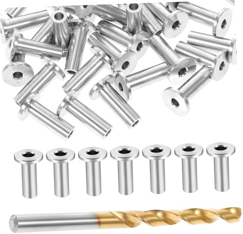 Veemoon Stainless Steel Deck Cable Protector Sleeves for Railing DIY Hardware Kit with Drill Bit Anti-fray Coated Cable Sleeves for Outdoor Stair and Deck Railing Maintenance Random Color