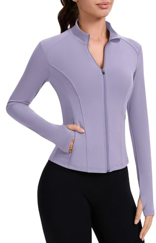 IECCP Veste de sport pour femmes à manches longues, veste de course, t-shirt de sport, t-shirt fonctionnel, avec poches, veste d'entraînement, t-shirt de course, haut de sport pour le gym, yoga, avec