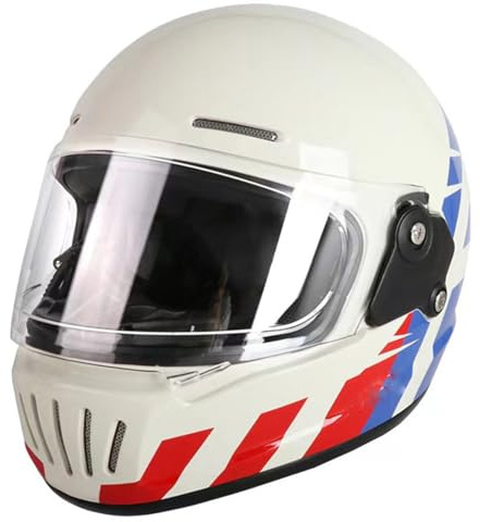 Retro Motorrad Integralhelm Vollvisierhelm Mopedhelm Mit Sonnenblende Für Damen Herren ECEDOT Genehmigung Roller Motorrad Helm Integralhelme Sturz Motocrosshelme H,XXL:63-64CM