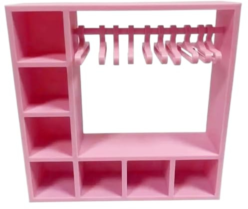 Puppenschrank, Simulation, Kunststoff, Puppenhausmöbel mit Kleiderbügeln und Stange, DIY-Organizer, zur Aufbewahrung von Puppenkleidung, 15, 2 x 15, 2 x 3, 8 cm