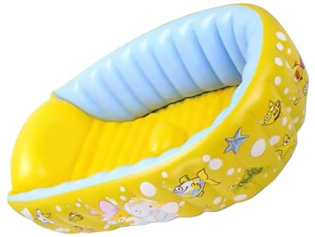 MOBUTOFU Vasca Gonfiabile per Ragazzo Ragazza e Vasca Bagno e Piscina Indoor Portatile Multifunzione per Bagnetto Giochi e Nuoto Estivo Facile da Gonfiare e Riporre Colore Giallo