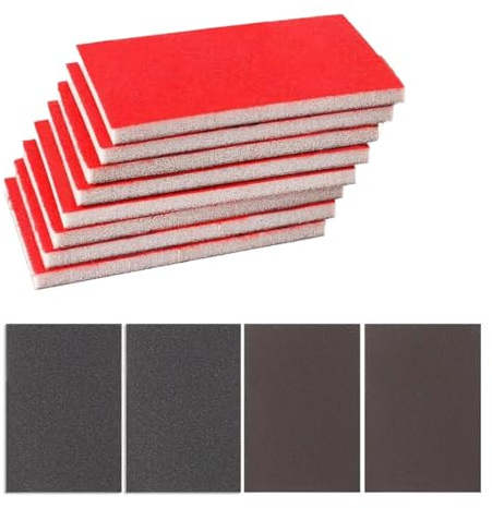 DORKIN Schleifschwämme,12er-Pack Schleifschwämme, Körnungen von 80 bis 3000, geeignet für Metall, Holz und Wände. Trocken oder nass verwendbar. Flexibler Schleifschwamm.