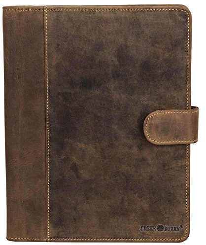 Greenburry Vintage Leder Schreibmappe A5 Konferenzmappe Aktenmappe Dokumenten Collegemappe Mappe BV-GB-5-25