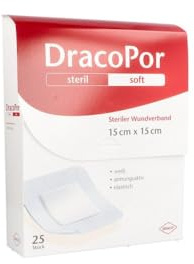 DRACOPOR Wundverband 15x15 cm steril, 25 Stück, Steril, Streifen, Klebstoff, WUNDVERBAND