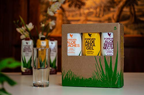 Forever Living Aloe Vera Gel Drink - Mixed Tripack - 1x Original Aloe Vera Gel, 1x Aloe Berry Nectar, 1x Aloe Pfirsiche - je 1L