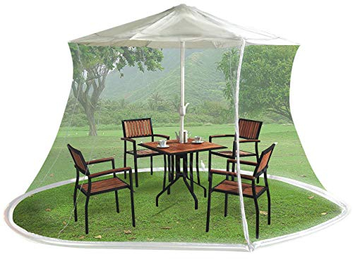 Infactory Ombrellone da Giardino con Zanzariera - 330 x 250 cm, Maglia 220, Bianca - Supporto per Ombrellone