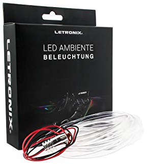 LETRONIX LED Lichtleiste Ambientebeleuchtung Ambiente Auto 12V 2M Lichtleiter (Warm-Weiß 3000K)