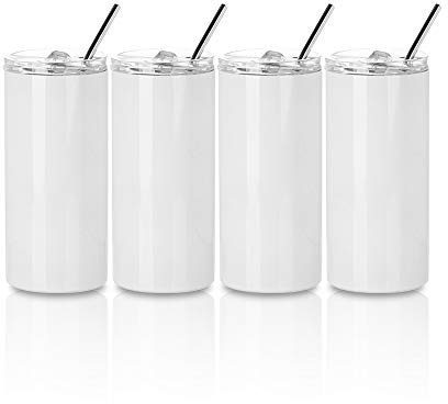 PYD Life 4 Pack Kids Sublimation Tumblers Water Bottles 16 OZ with Straw | Double Wall Stainless Steel Cups with Portable Handle Sip up Lid, for Tumbler Heat Press Sublimation Oven Printing